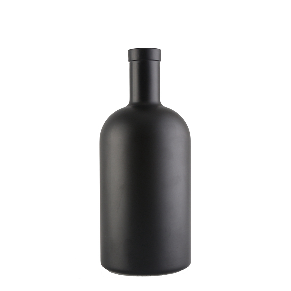 Empty 500ml matte black wine liquor vodka glass bottle