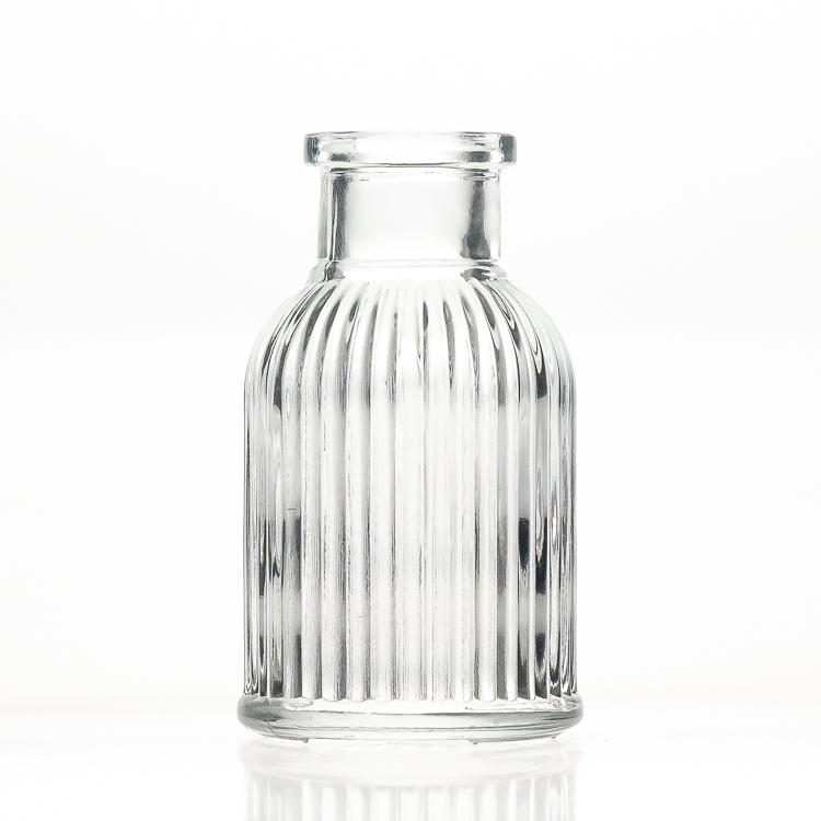 Supplier 50ml 100ml 200ml Clear Embossed Reed Diffuser Glass Bottle With Cork
