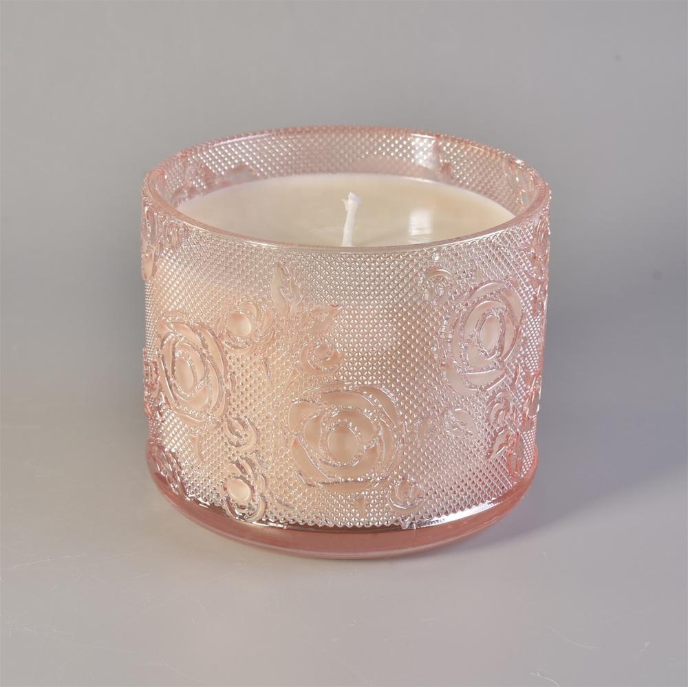 10oz Wholesales luxury rose crystal glass candle jar,High Quality Glass