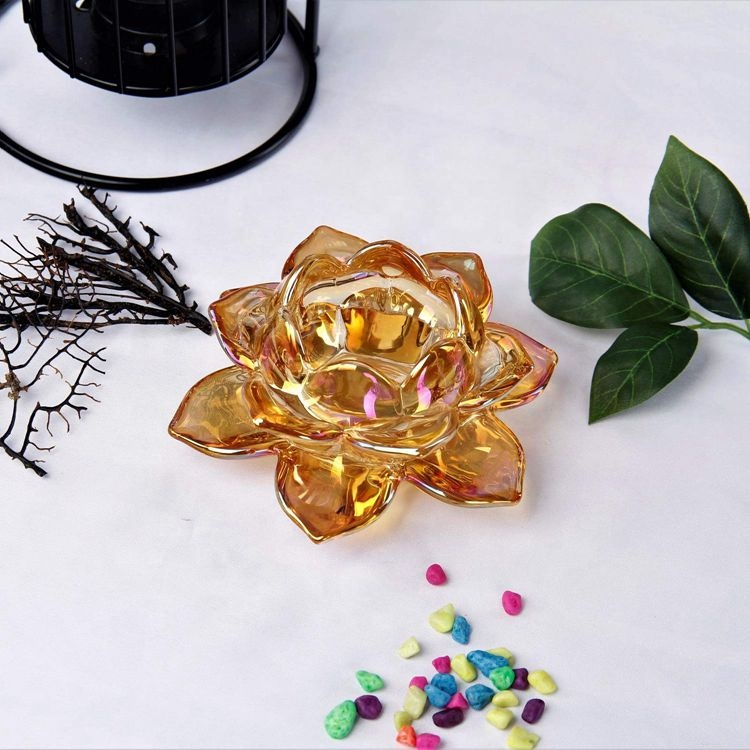 colored crystal lotus flower candle holder wholesale,High Quality Glass ...