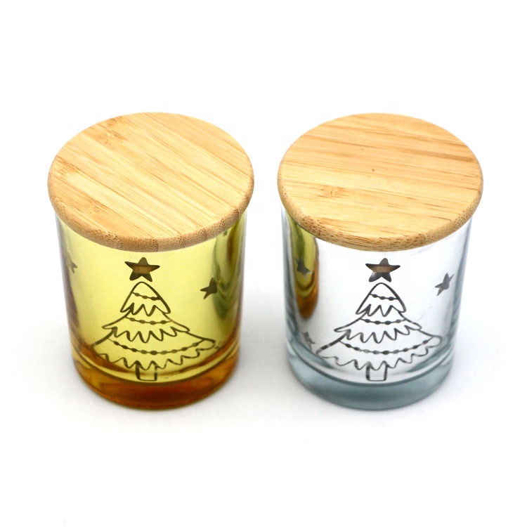 Popular Multi-Colored Electroplate Advanced Glass Frosted Glass Candle Jar