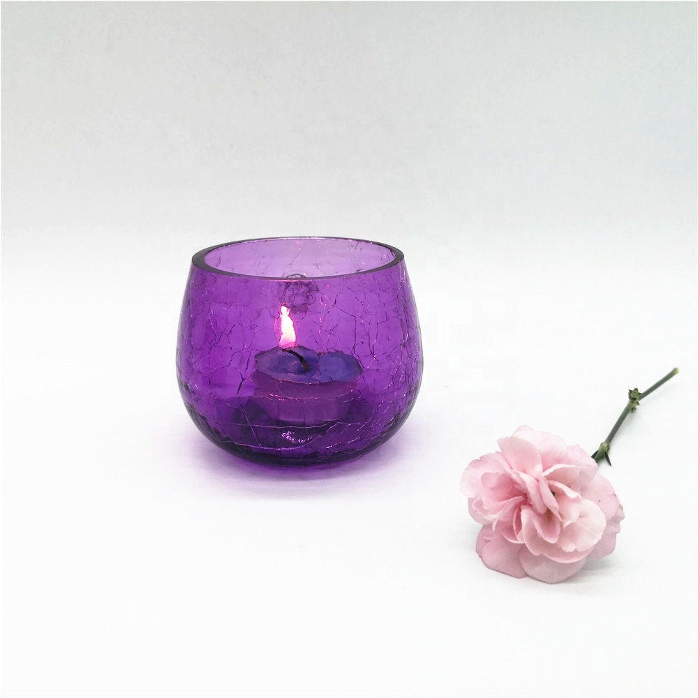 Luxury Handmade Cracked Glass Candle Jar Tealight Holders,High Quality