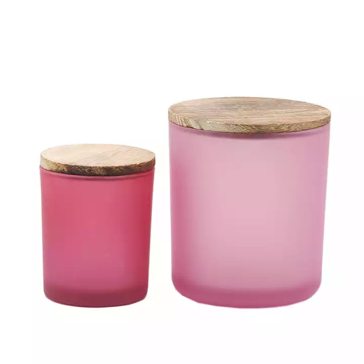 matte pink purple glass candle jar inside electroplated golden candle ...