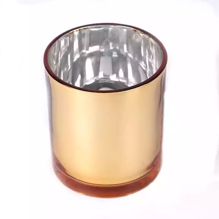 Luxury 10oz 320ml Electorplated Silver Rose Gold Glass Candle Jar With Lid For Candle Making 9613