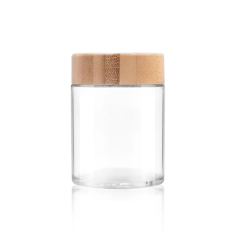 170 ml Bamboo CR lid Custom round flower clear jars wax packaging pharmacy jars top quality best price