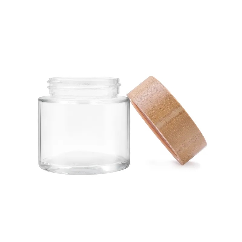 110 ml Bamboo CR lid Custom round flower clear jars wax packaging pharmacy jars top quality best price