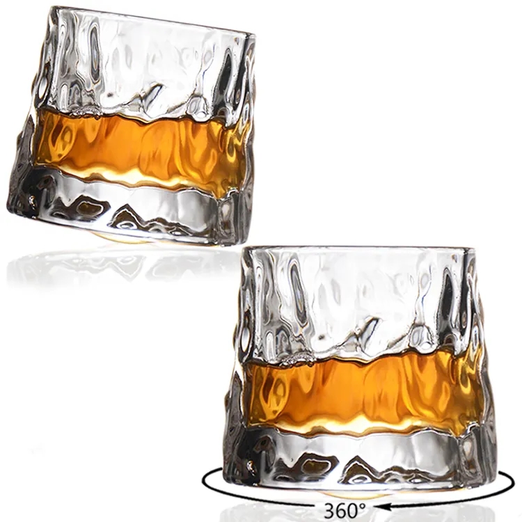 Embossed Creative Wine Glass Excellent Delicate Glass Wine Cups Party Wedding Rotatable Whiskey 5009