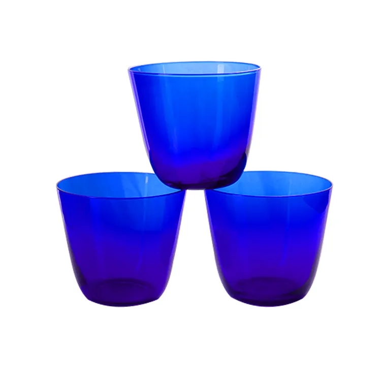 6oz Cobalt blue glass tumbler set of 3 solid color drinking glass with