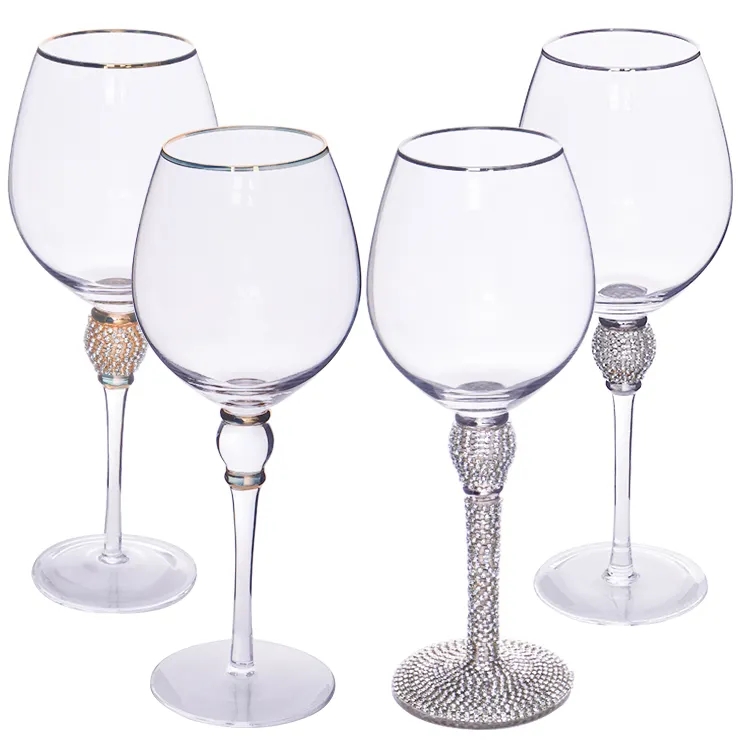 Trinkware Gold Rimmed Wine Glasses Set Of 2 Rhinestone Champagne Flutes