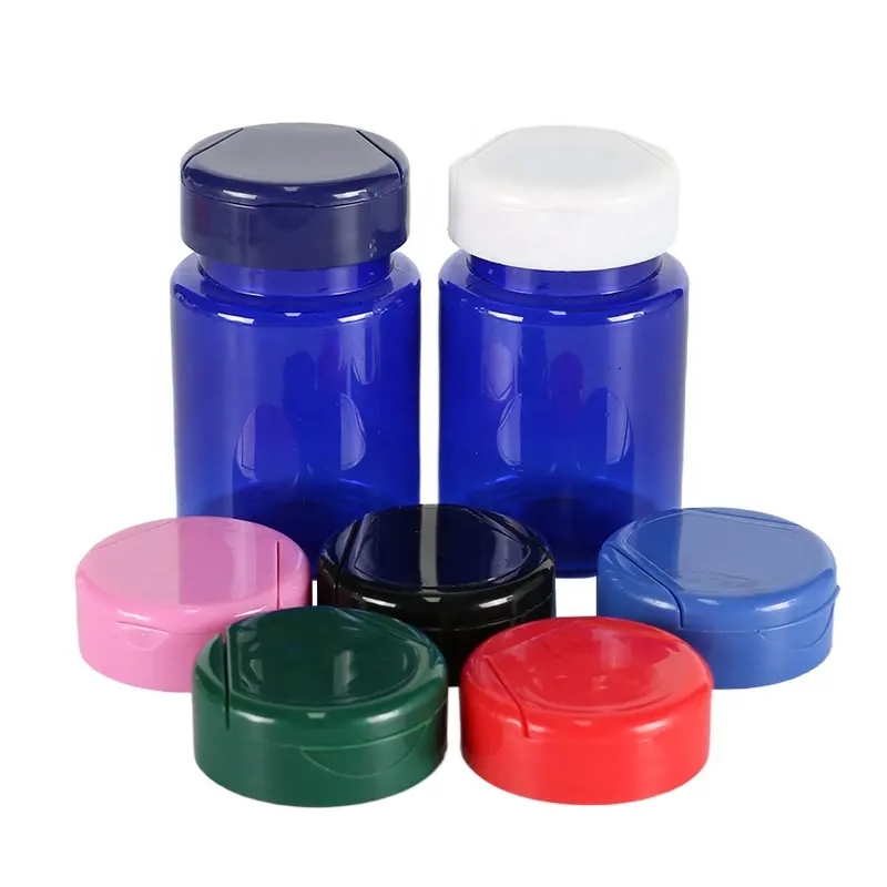 80ml plastic pet capsule pill bottles customized vitamin storage healthcare supplement jar with screen printing