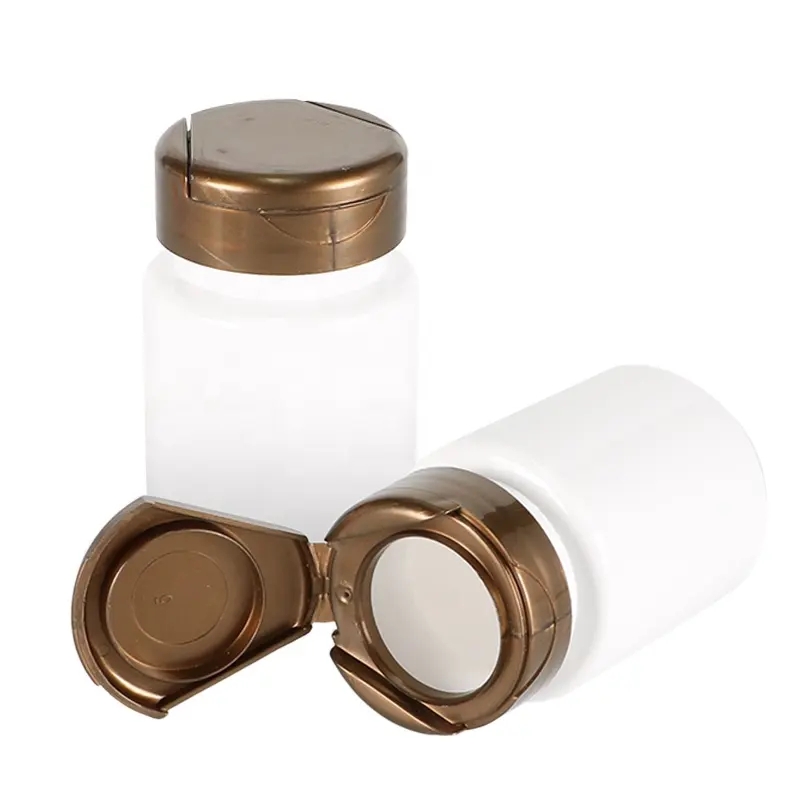 custom industrial capsules pills bottle golden supplier 80ml gummy candy jars vitamin containers with flip cap