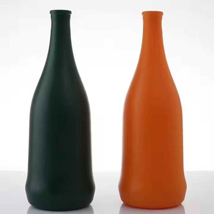 Factory Wholesale Creative Design Custom Matte Glass Packaging Spirit Liquor Soda Beverage Drinking Frosted Bottle With Lids