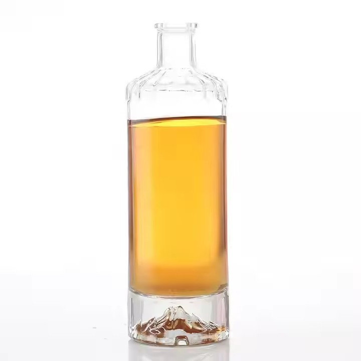 Wholesale Luxury 100ml 250ml 500ml 750ml 1000ml Heavy Iceberg Base Tequila Gin Whisky Liquor Vodka Glass Bottle With Cork