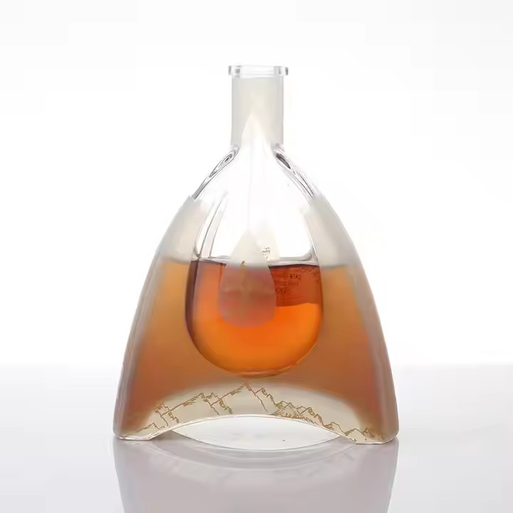 Luxury Custom Packaging Manufacturers Wholesale New Design Custom Screen Printing Brandy Bottle With Sealed Cork Lid