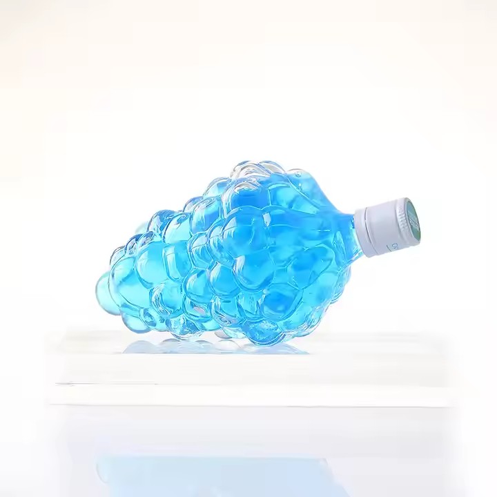 Empty Unique Glass Vodka Bottle Grape Shaped Wine Bottles