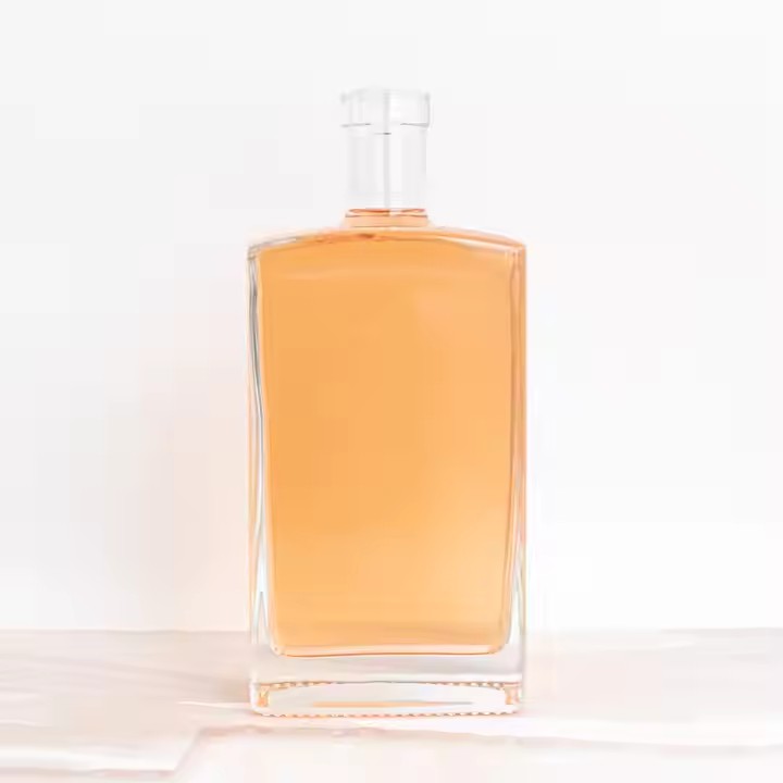 750ml Amber Rectangle Bottles Glass Custom Color Label logo Premium Glass Liquor Bottle 500ml 750ml 1000ml