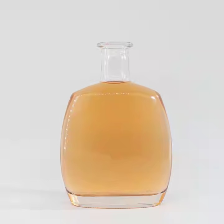 750ml Glass Liquor Bottles Glass Bottle Cork Whisky Flat Custom Vodka Glass Bottle Custom 375ml 500ml 750ml