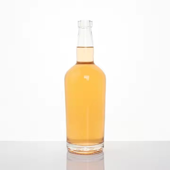 750ml Round Glass Bottle for Alcohol Rum Screw Cap Glass Bottle Factory Custom 375ml 500ml 1000ml Glass Bottle Supplies