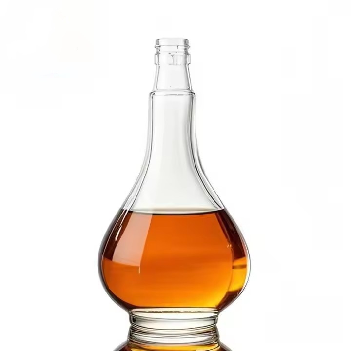 Custom 100ml Unique Special Shape Glass Liquor Bottle 500ml for Gin Brandy Whisky Liquor Juice Spirit Bottle With Glass Cap Lid
