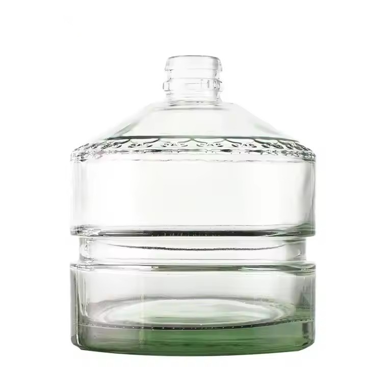 In Stock Conical Rum Glass Bottle Printed Customized Glass Stopper Vodka Whisky Brandy Gin Bottle