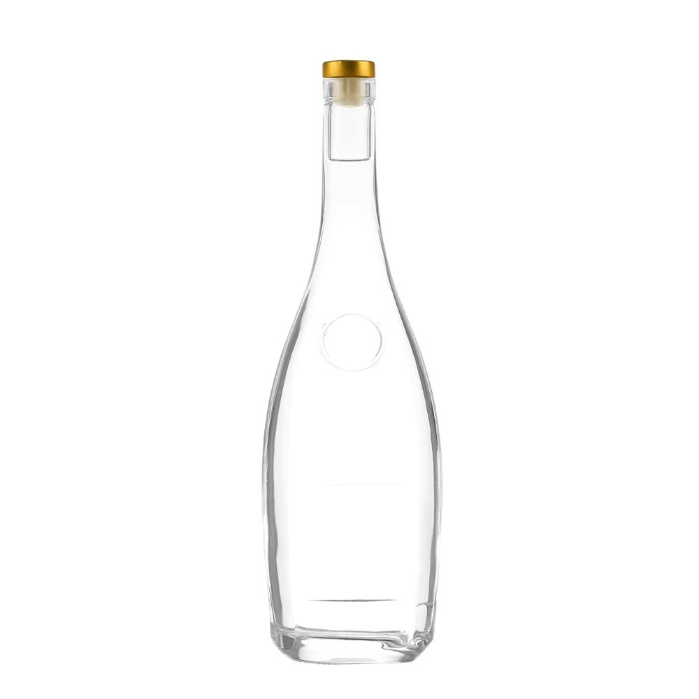 China Supplier Wholesale Empty Liquor Clear Glass Bottle with Cork for Vodka Whiskey Brandy Liquor Bottle