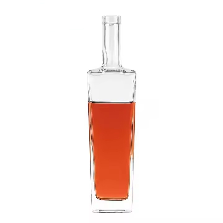 China Supplier Popular Clear Glass Bottle Super Flint Glass Bottle for Vodka Whisky Brandy Liquor