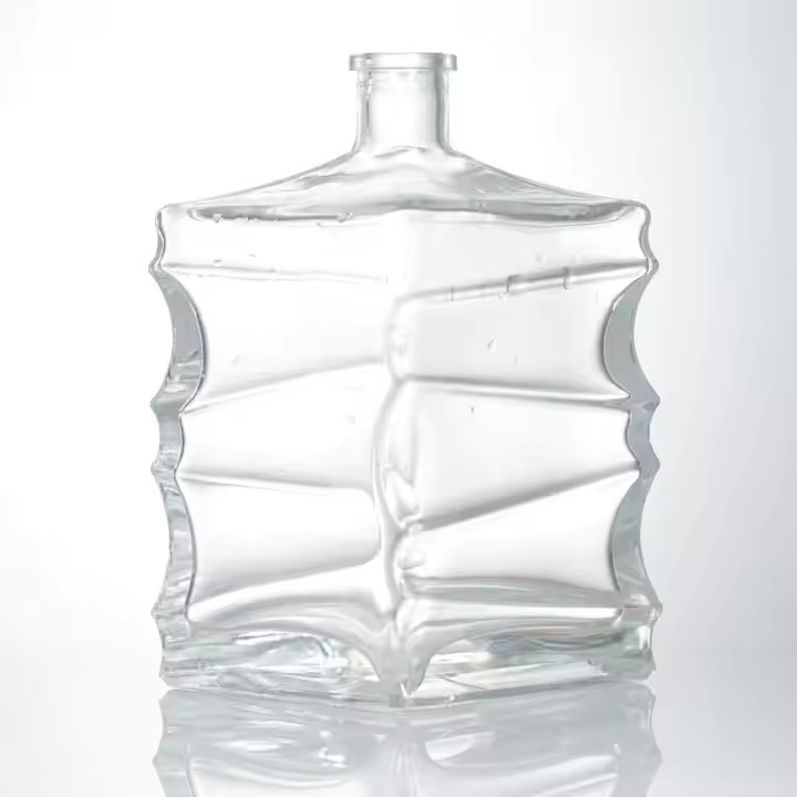 Premium Super Flint Empty Unique Liquor Bottle 750ml Customized Glass Vodka Gin Rum Spirits Bottle with Lids