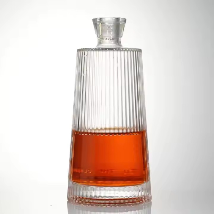 Extra Flint Whiskey Vodka Gin Rum XO Glass Bottle 500ml 700ml 750ml Line Design Bottle