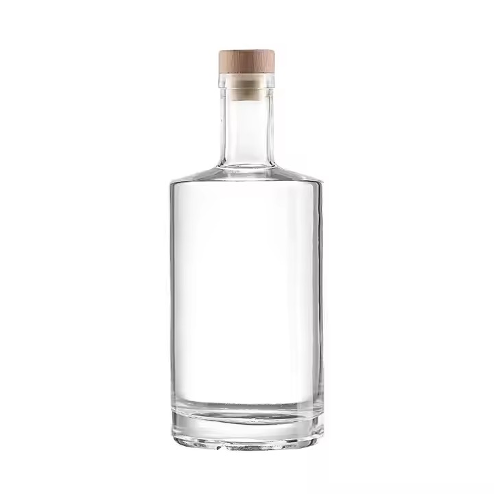 Transparent 500ml 700ml 750ml Empty Vodka Whisky Food Grade Gin Tequila Rum Cylinder Liquor Glass Bottles With Cork