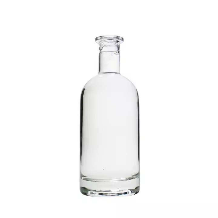 Organic 500ml Empty Round Shape Whisky Vodka Bottle Custom Clear Liquor Spirits Gin Rum Glass Bottle With Cork