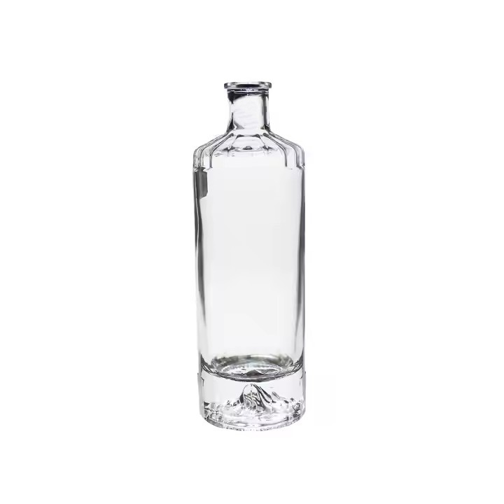 Super Flint Transparent 500ml Empty Mountain Bottom Whisky Vodka Bottle Custom Liquor Spirits Gin Rum Glass Bottle With Cork