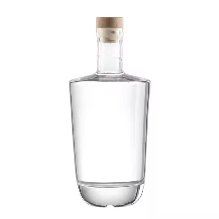 Luxury 700ml Round Glass Bottle Various Sizes Cork Top Matte Surface-for Whisky Vodka Gin Rum Tequila Brandy Cylinder Shape
