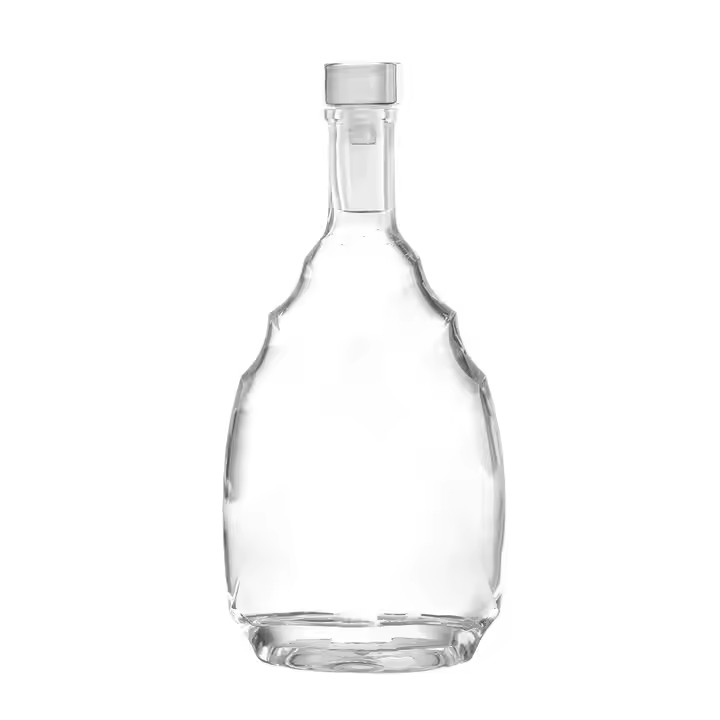 700ml Flint Clear Glass Vodka Water Whiskey Bottles with Cork Sealing Screen Printing for Brandy Tequila for Champagne Box