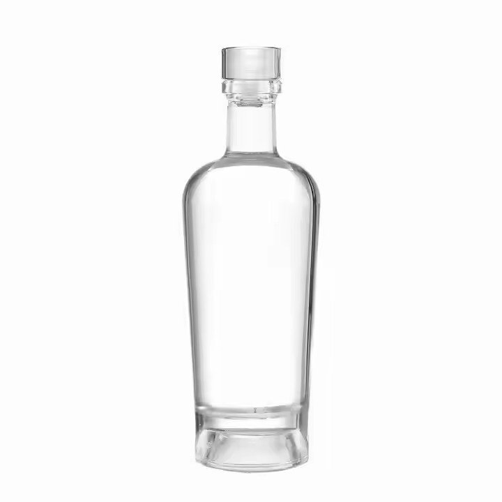 700ml Round Glass Whiskey Bottle for Brandy Liquor Gin Tequila Vodka with Cork