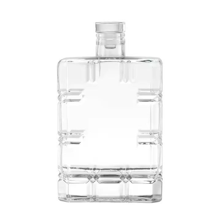 700ml Square Glass Bottle with Rubber Stopper for Nightclub Bar Drinks Whisky Rum Vodka Tequila Brandy