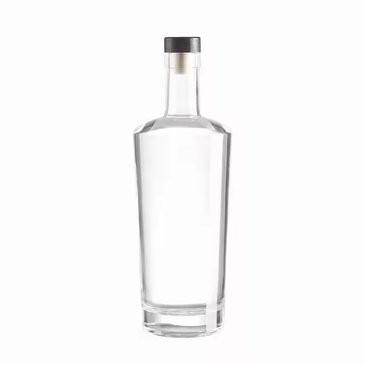 Custom Printed 750ml Glass Vodka Bottle with Flint Lid and Cork Sealing
