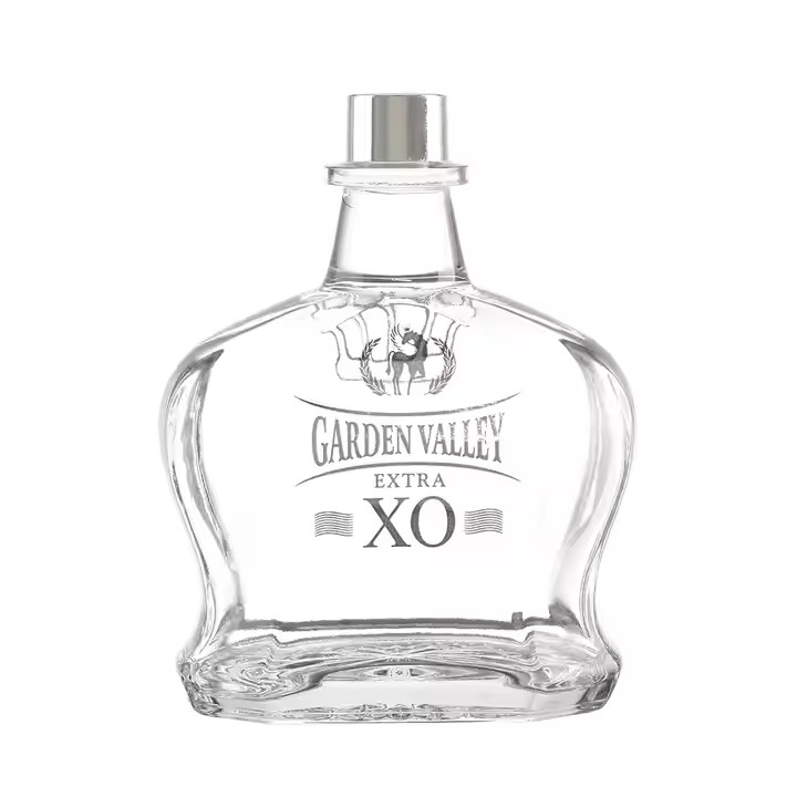 750ml Classic Special Flint Glass Spirits Bottle for Brandy Vodka Whisky with Screw Cap Sealing