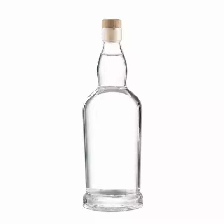 Customizable 500ml 700ml Arched Irregular Glass Spirit Screen Printed Empty Stopper Lid for Vodka Whiskey Rum XO Tequila Brandy