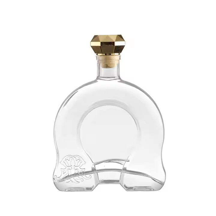 700ml Square Glass Spirit Liquor Bottle with Synthetic Cork 750ml Gin Whiskey Wine Vodka Bottle for Brandy Rum