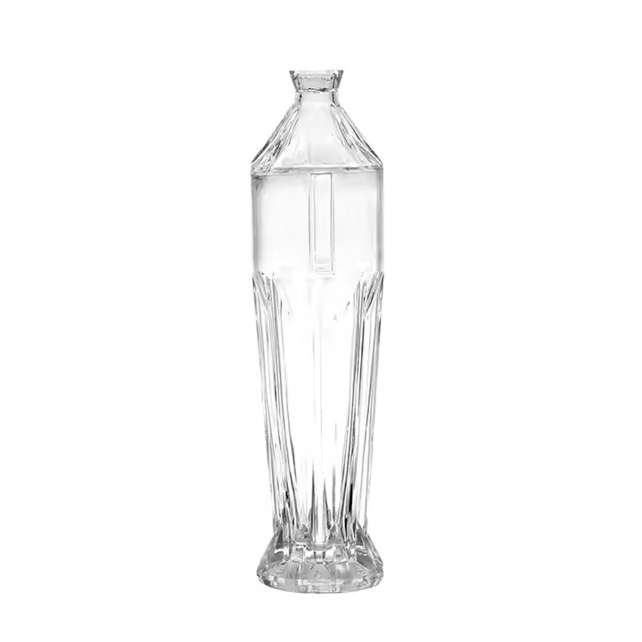 Wholesale Special Shape Glass Bottle Clear 750ml Beverage Sealed Empty Clear Glass Liquor Bottle
