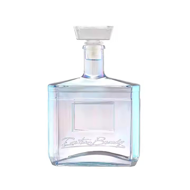 Square Xo Brandy Bottle 750ml Gin Whisky Spirit Vodka Brandy Liquor Super Flint Glass Bottle With Cork