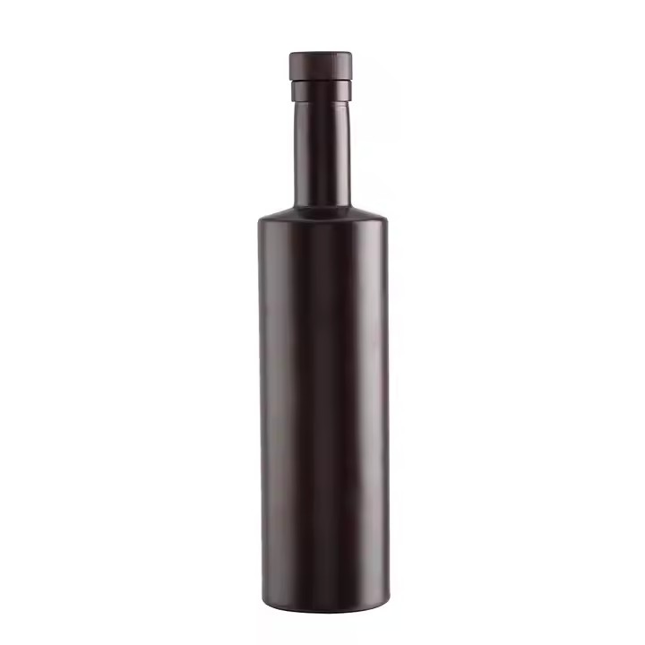 Matte Black Transparent Glass Wine Bottle Tequila Champagne Packaging Glass Bottles With Sealed Cork