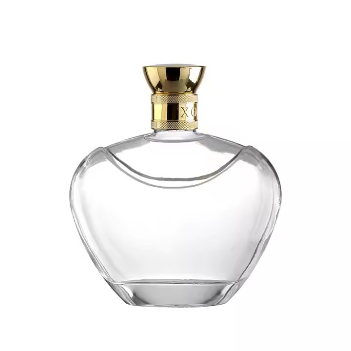 Factory Wholesale 750 ml Glass Wine Bottle XO Brandy Whisky Vodka Glass Bottle with Gold Lid