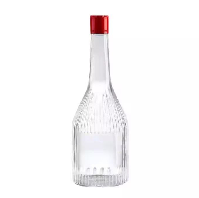 Wholesale Clear Liquor Wine Fruit Juice Beverage Bottle Transparent Frosted Glass Bottle with Cork Lid