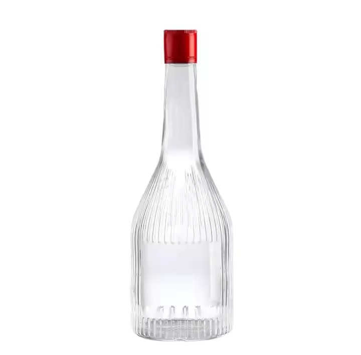 Vertical Stripes Clear Frosted 750ml Empty Glass Wine Bottle Vodka Gin Rum Alcohol Whiskey Bottle