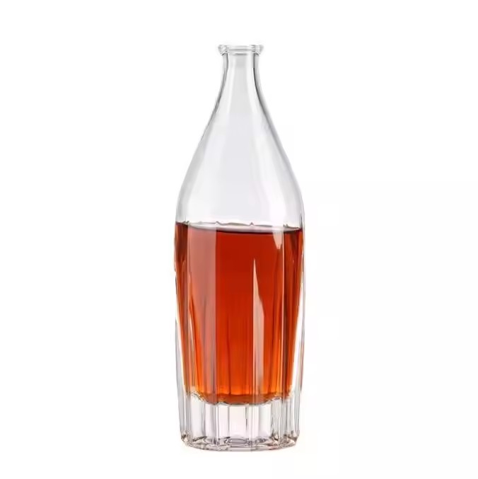 New Design 700ml Striped Fruit Wine Glass Bottle Whisky Rum Ice Wine Juice Packaging Glass Bottle