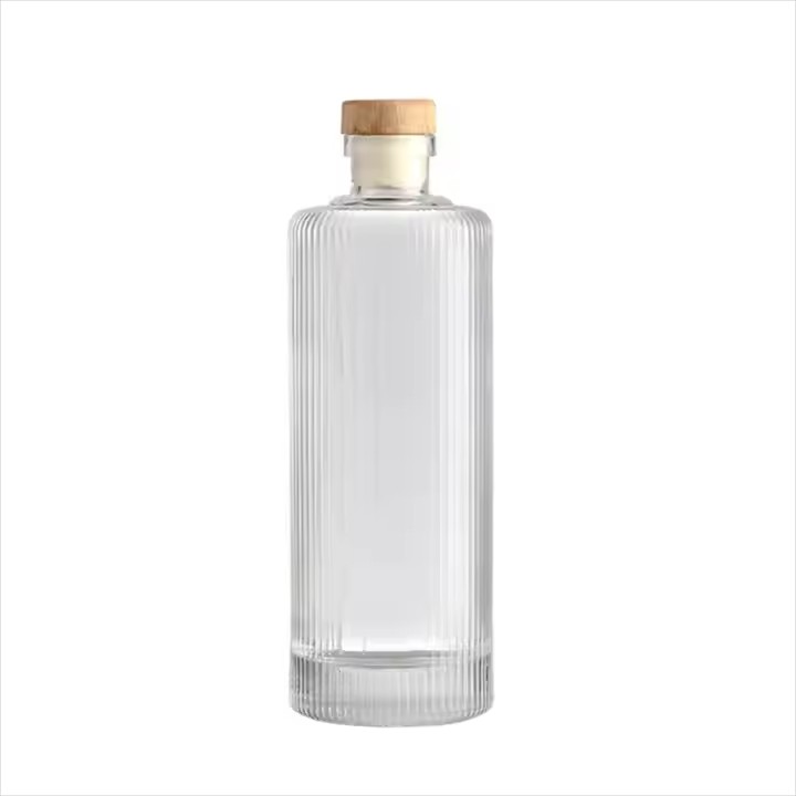 Clear Flint Empty Glass Liquor Package Bottles Round Wine Glass Bottle Rum Brandy Liquor Whiskey Glass Bottle