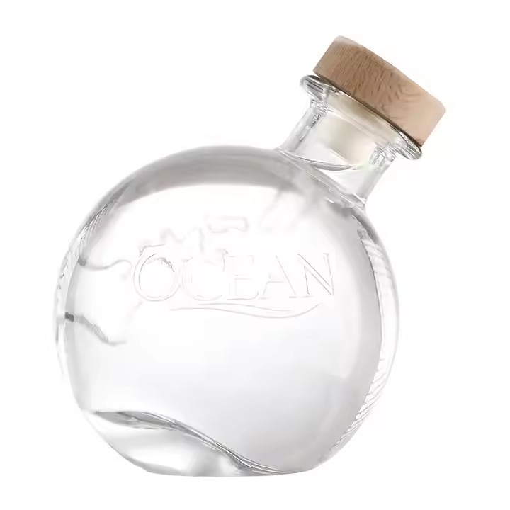 Empty Unique Shape Wine Bottle Custom Glass Vodka Bottle Clear Rum Spirit Bottle