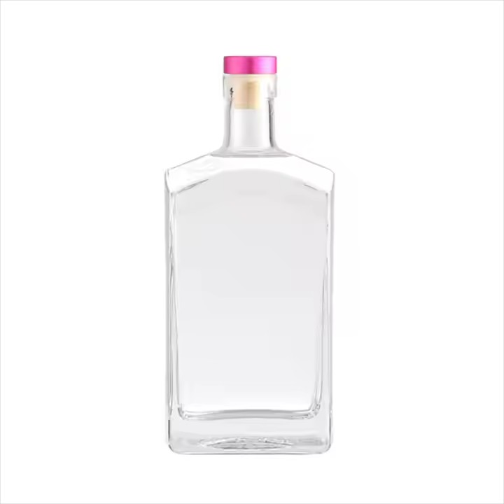 700ml Empty Classic Square Shaped Glass Bottle Whiskey Brandy Gin Glass Liquor Bottle