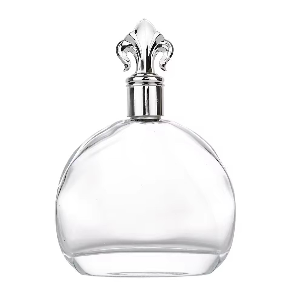 Factory Manufacturer 70cl Fancy Thick Bottom Glass Bottle for Premium Spirits Unique Shape Heavy Vodka Bottle with Cork